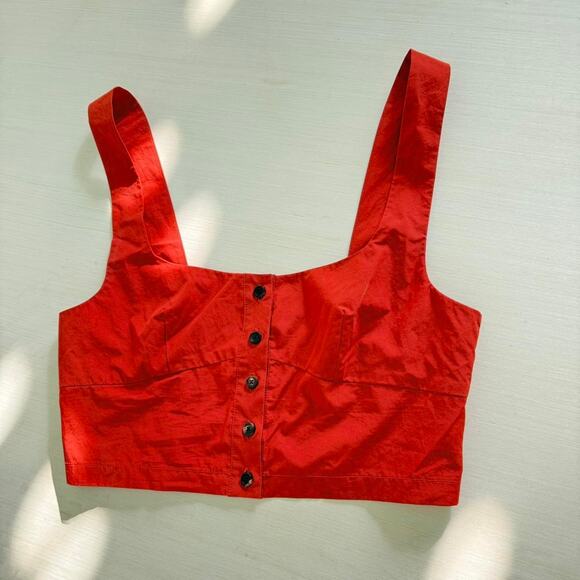 Rust orange cropped tank with buttons in front ~ size small - Picture 1 of 5